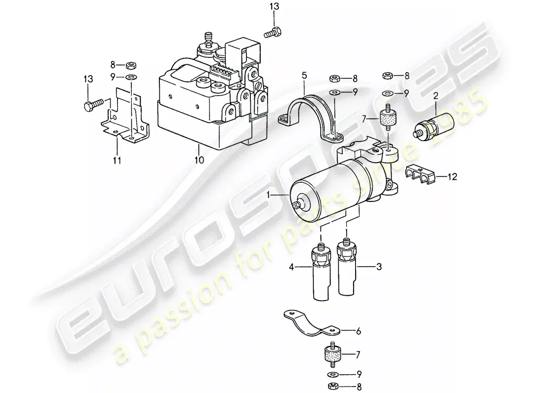 porsche 1988 (959) unidad hidráulica - sensor de velocidad diagrama de piezas