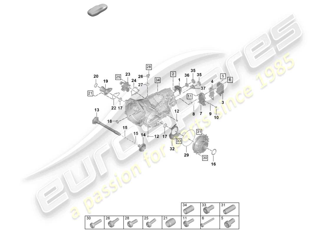 porsche 2022 (992-1 gt3/rs/st) caja de cambios manual piezas individuales diagrama de piezas