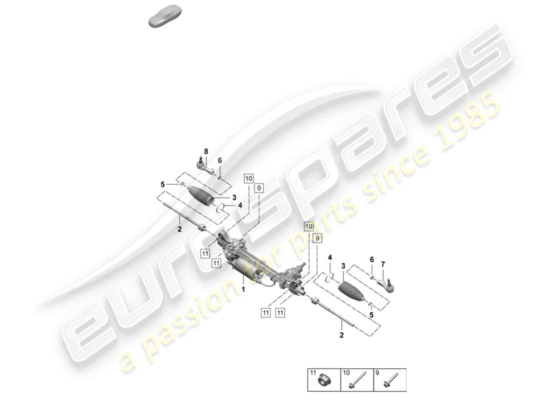 porsche 2024 (macan-e) diagrama de piezas del mecanismo de dirección