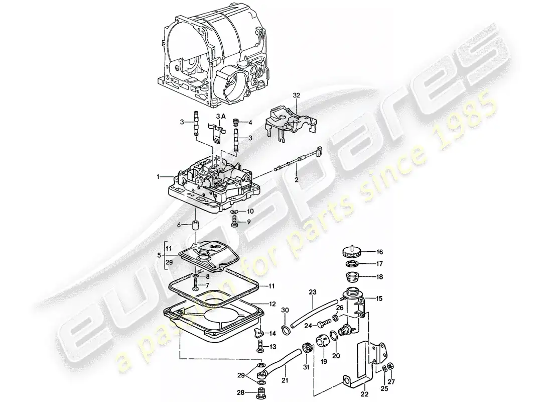 porsche 1982 (928) cuerpo de válvula de cambio - transmisión automática diagrama de piezas