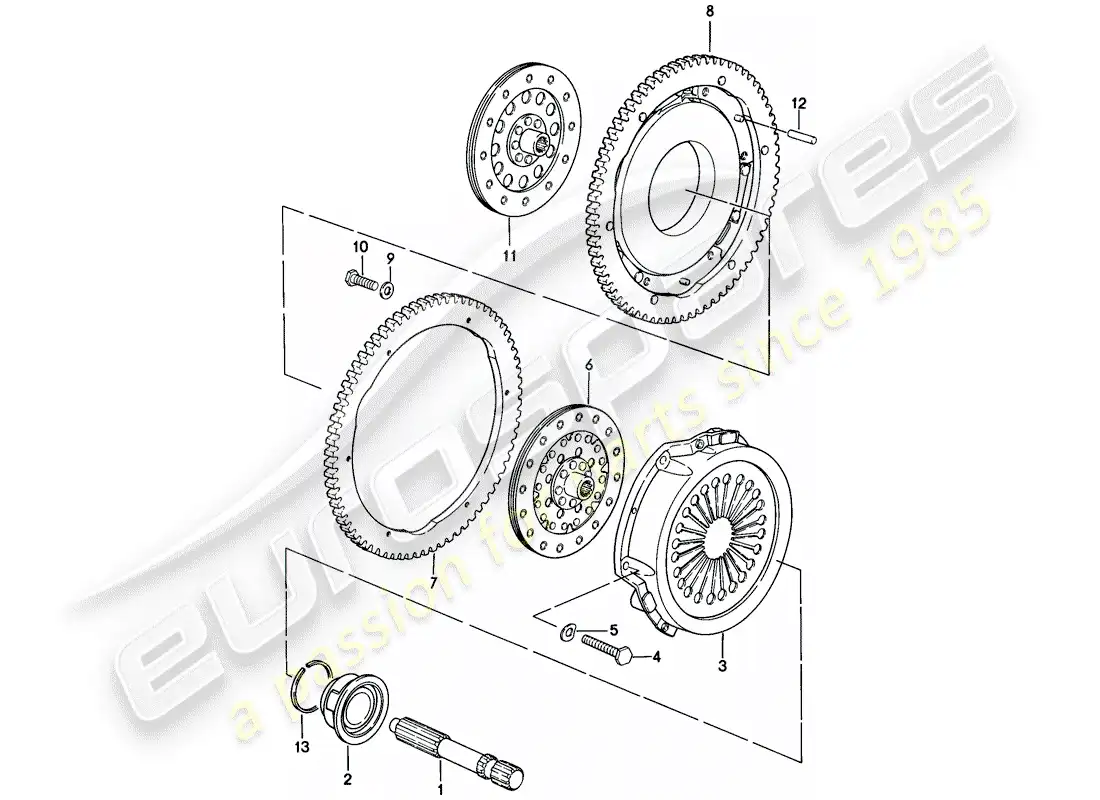 porsche 1982 (928) embrague diagrama de piezas