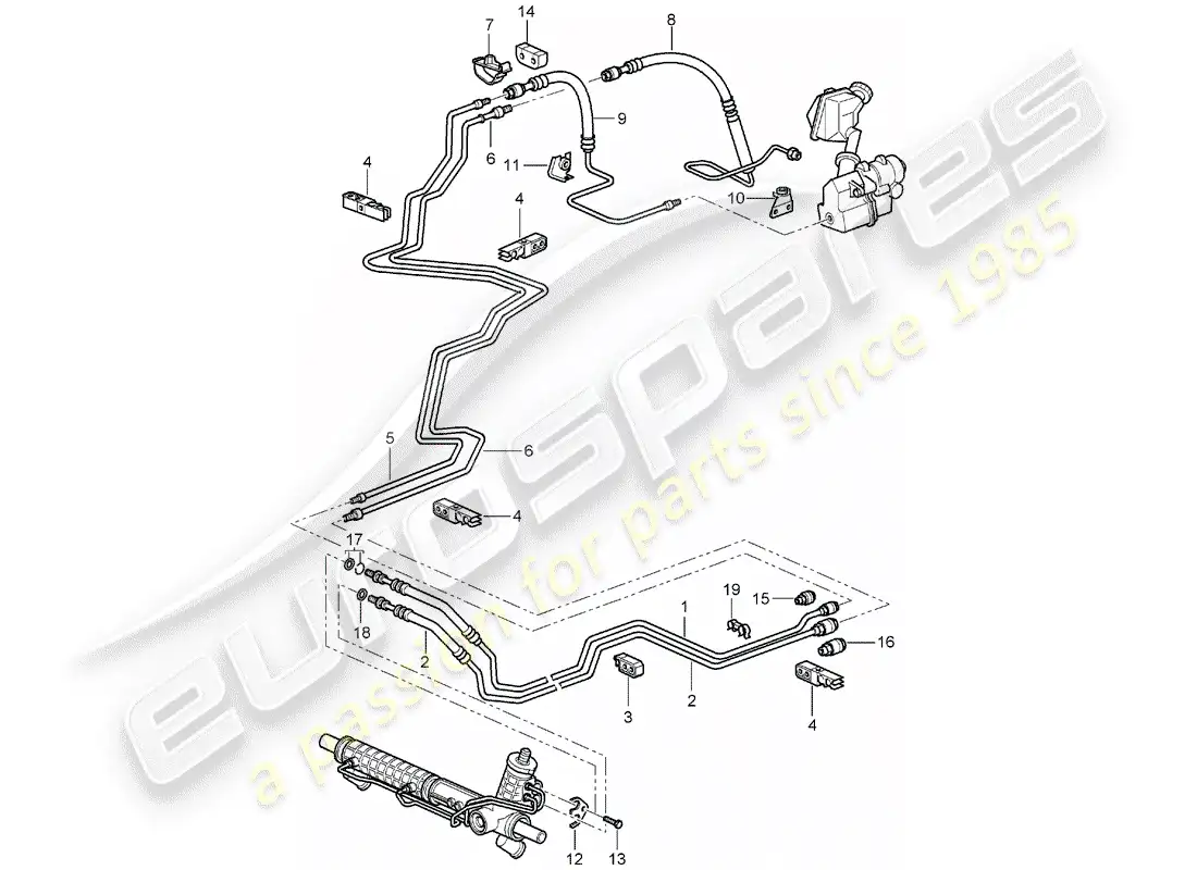 porsche 2001 (996) dirección asistida - línea hidráulica - f >> 99-4s630 356 - f >> 99-4s603 928 - f >> 99- 4s642 725 diagrama de piezas