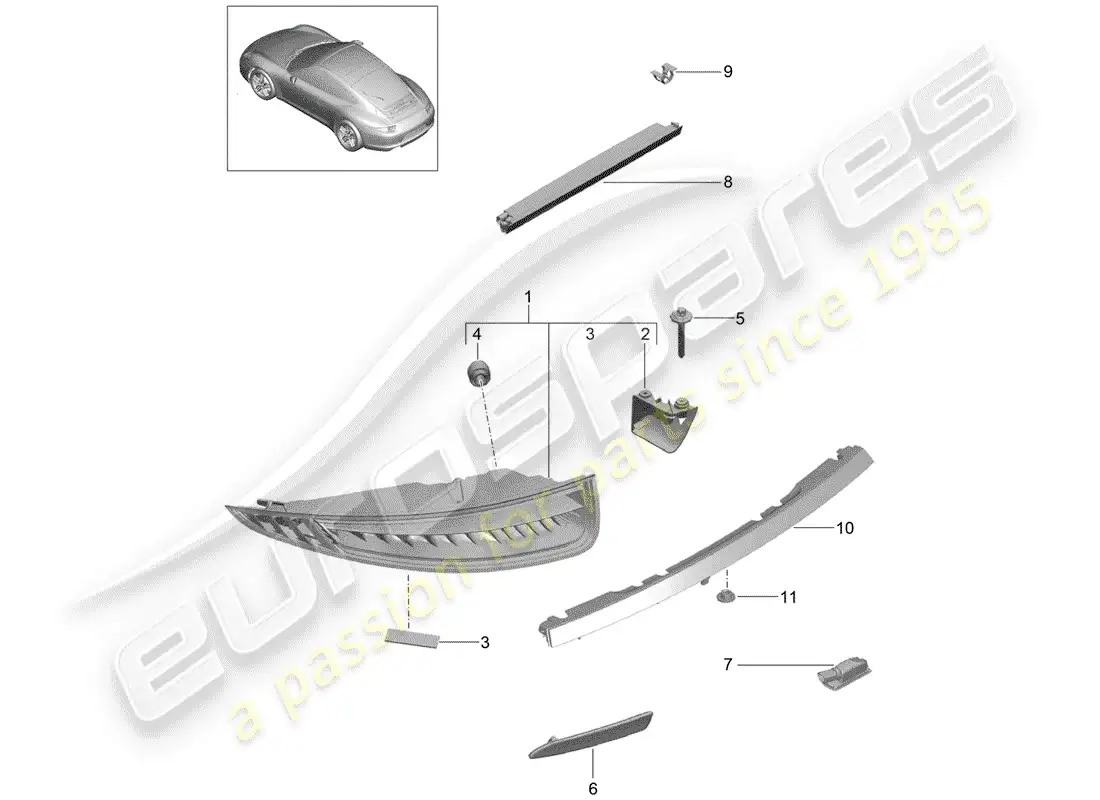 porsche 2012 (991-1) luz trasera diagrama de piezas