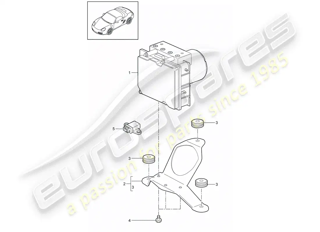 porsche 2009 (987 boxster) unidad hidraulica diagrama de piezas