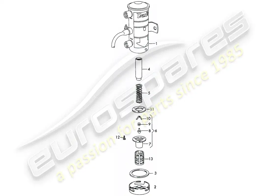 porsche 1965 (356b/356c) piezas sueltas - para - bomba de combustible diagrama de piezas