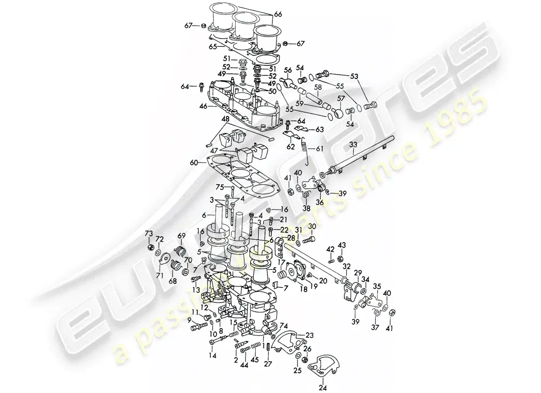 porsche 1971 (911) material de reparación - para - carburador - - zenith - - 40 estaño - juego de reparación para mantenimiento - juego de juntas - ver ilustración: diagrama de piezas
