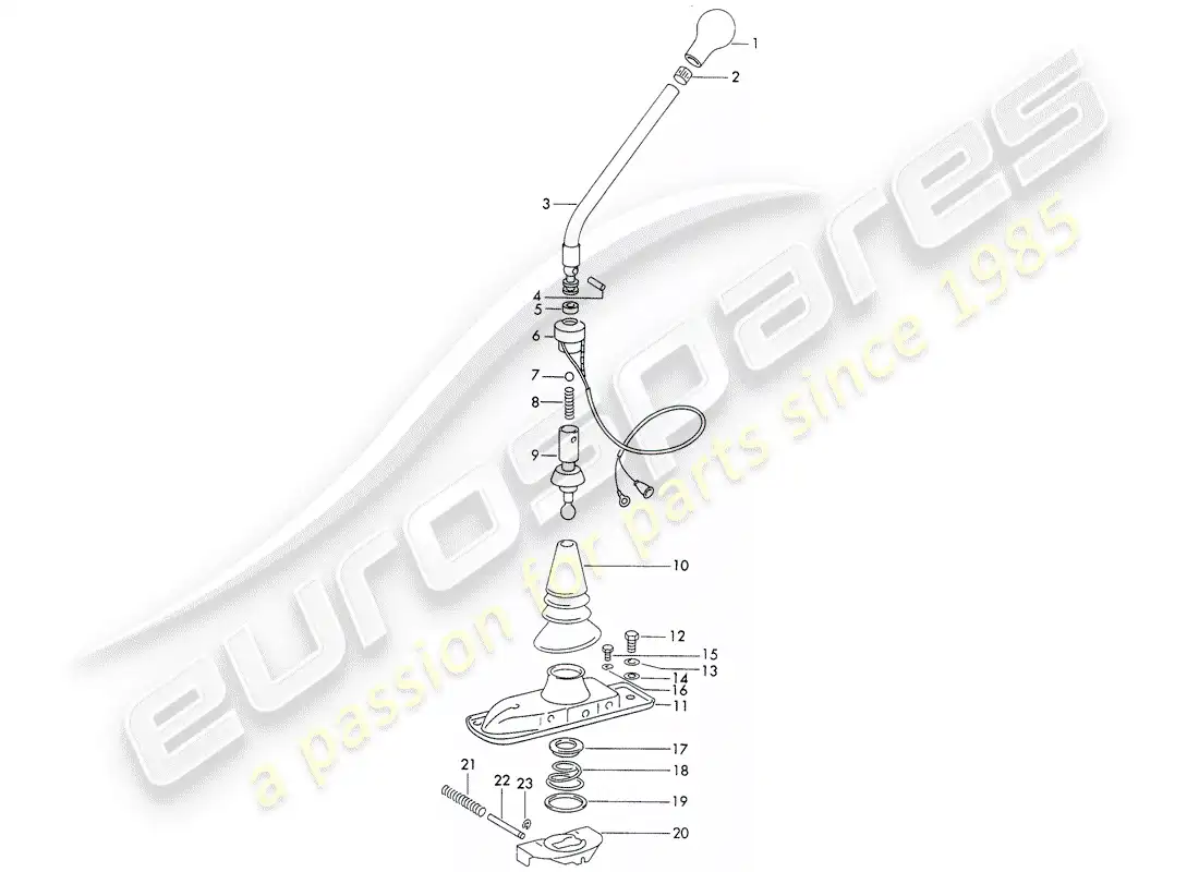 porsche 1971 (911) palanca de cambio - sportomatic diagrama de piezas