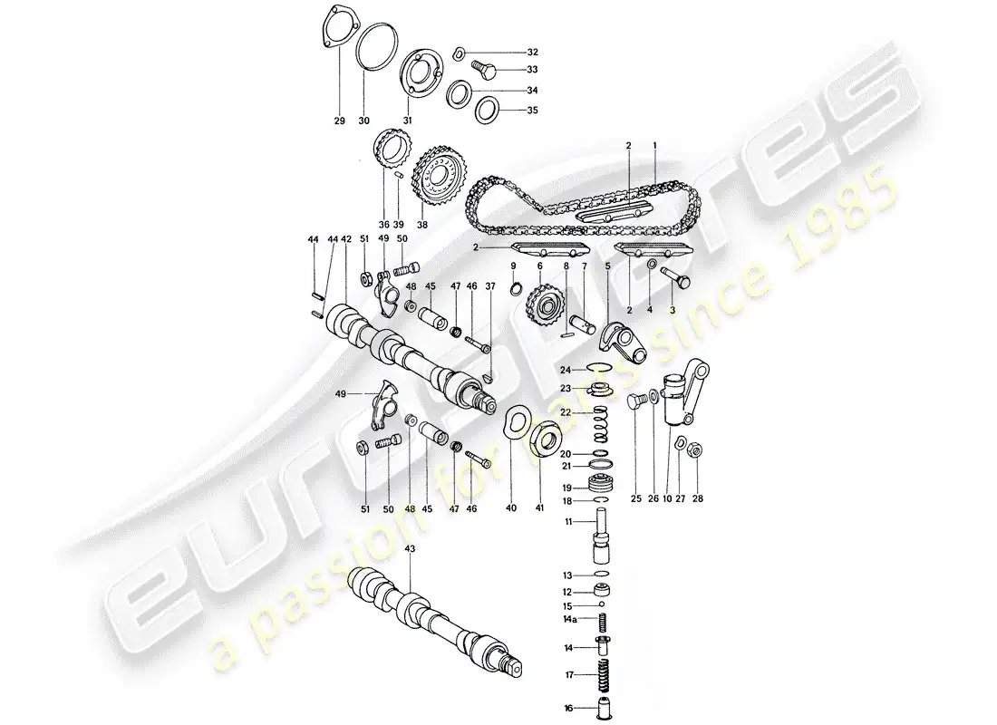 porsche 1976 (911) control de válvula - juego de reparación para mantenimiento - tensor - cadena - ver ilustración: diagrama de piezas