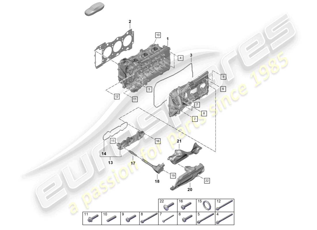 porsche 2021 (992-1 gt3/rs/st) culata junta de culata tapa de válvula diagrama de piezas