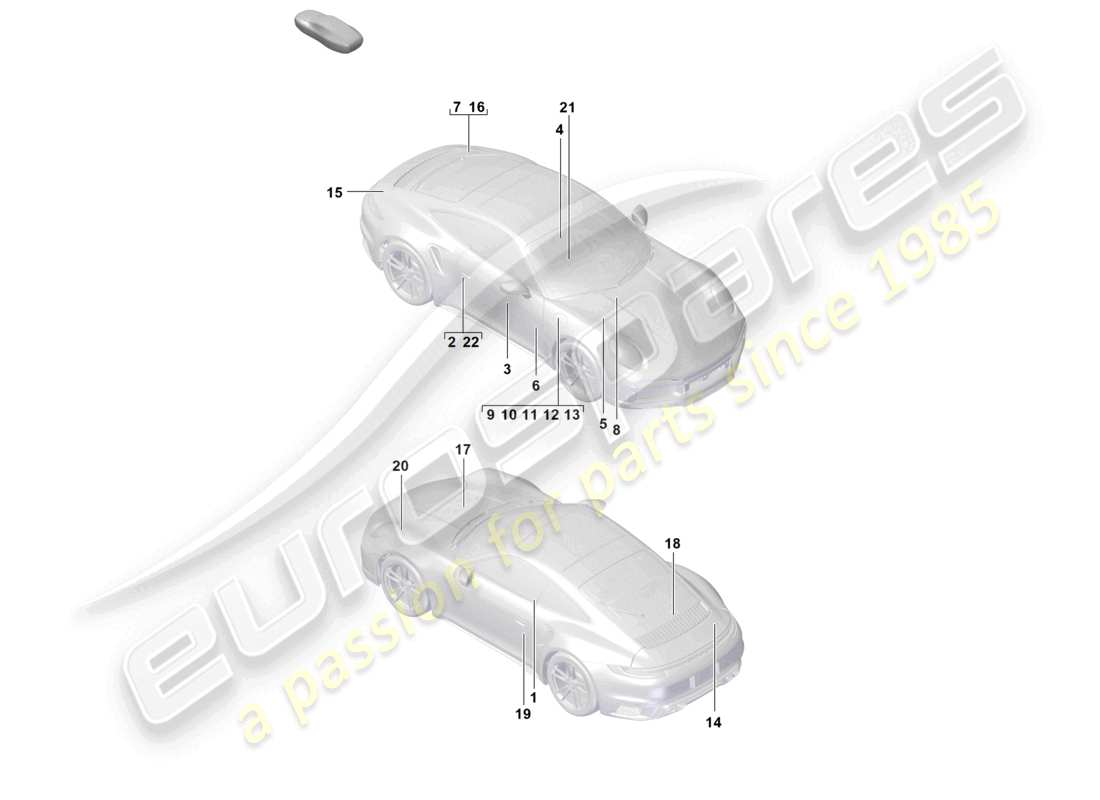 porsche 2025 (992-2 turbo / s) señales/avisos diagrama de piezas