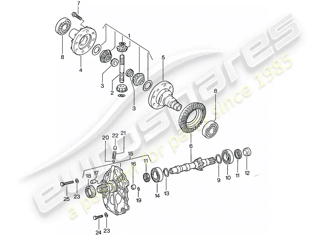 porsche 1987 (924s) diferencial - transmisión automática diagrama de piezas