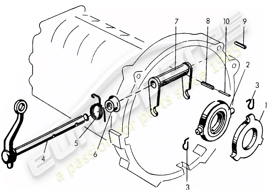 porsche 1958 (356/356a) embrague liberación - para - túnel - transmisión - g 11 001 >> 25 000 - - m 90 501 >> 91 000 piezas diagrama