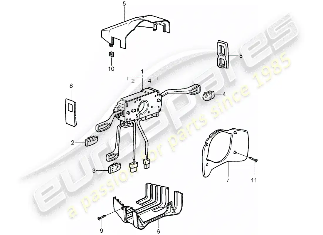porsche 2004 (carrera gt) interruptor de la columna de dirección diagrama de piezas