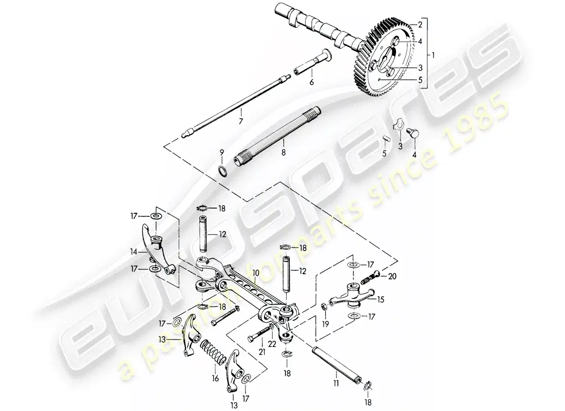 porsche 1965 (356b/356c) árbol de levas diagrama de piezas