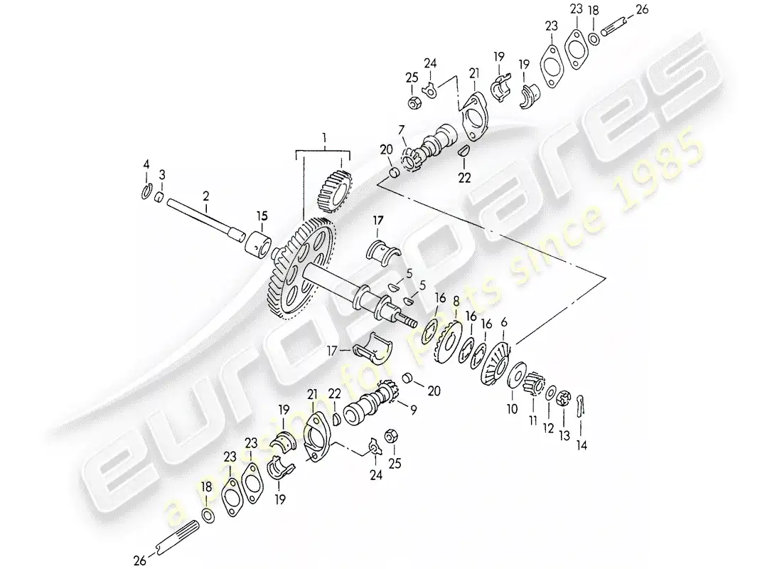 porsche 1964 (356b/356c) mecanismo de impulsión - para - control de válvula diagrama de piezas