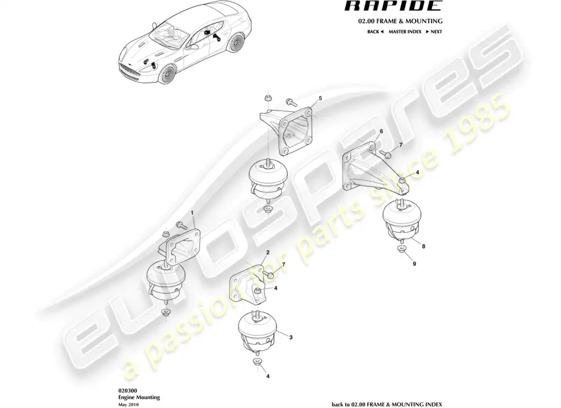 aston martin rapide (2019) montajes del tren motriz diagrama de piezas