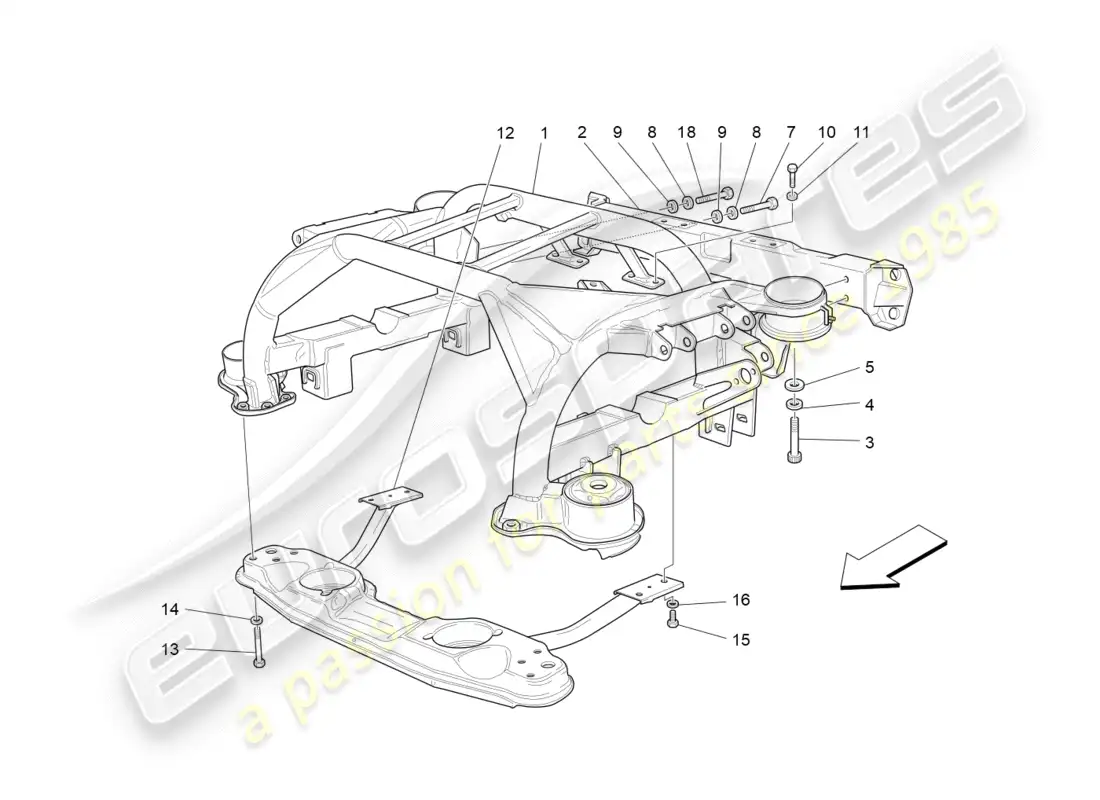 maserati granturismo (2012) chasis trasero diagrama de piezas