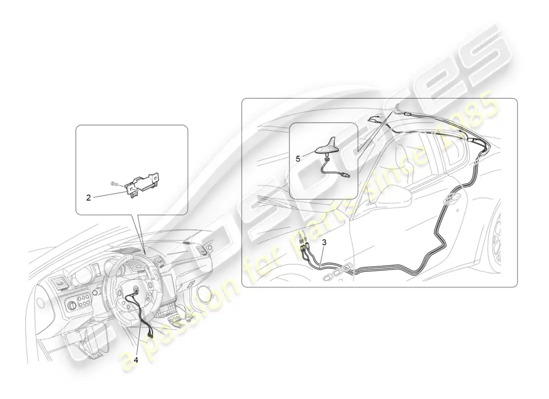 maserati granturismo s (2019) diagrama de piezas del sistema de recepción y conexión