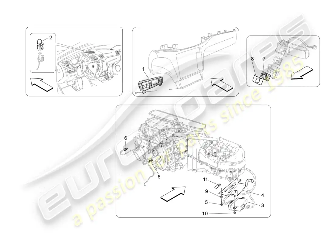 maserati granturismo s (2019) unidad de a/c: control electrónico diagrama de piezas
