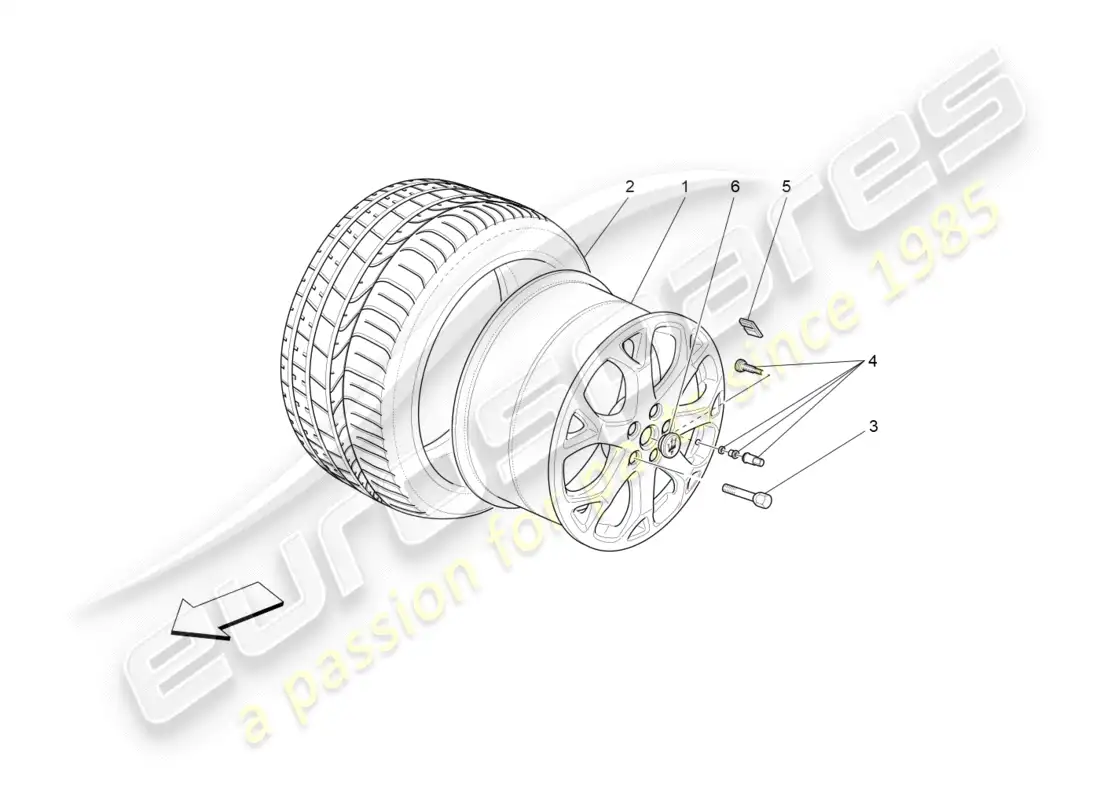 maserati granturismo (2011) wheels and tyres diagrama de piezas