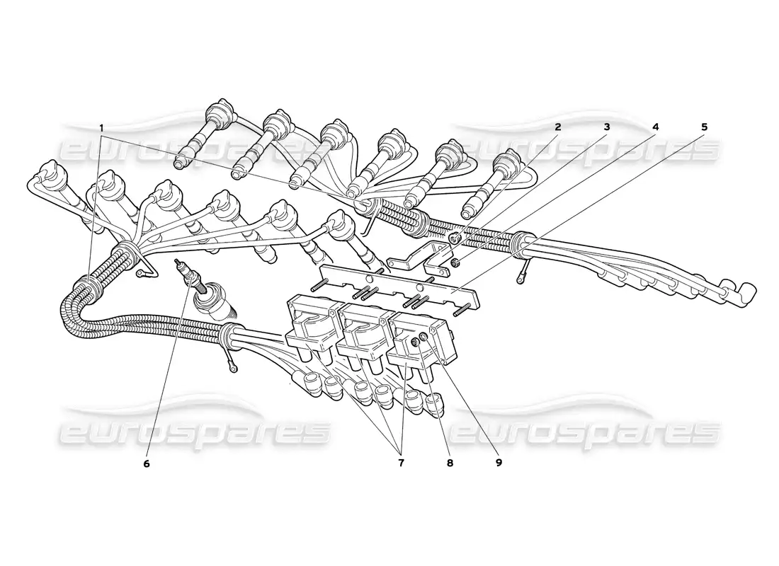 lamborghini diablo sv (1999) componentes eléctricos diagrama de piezas