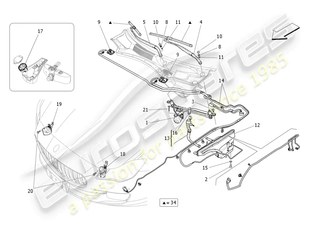 maserati qtp 3.0 tds v6 275hp (2015) diagrama de piezas de dispositivos externos del vehículo
