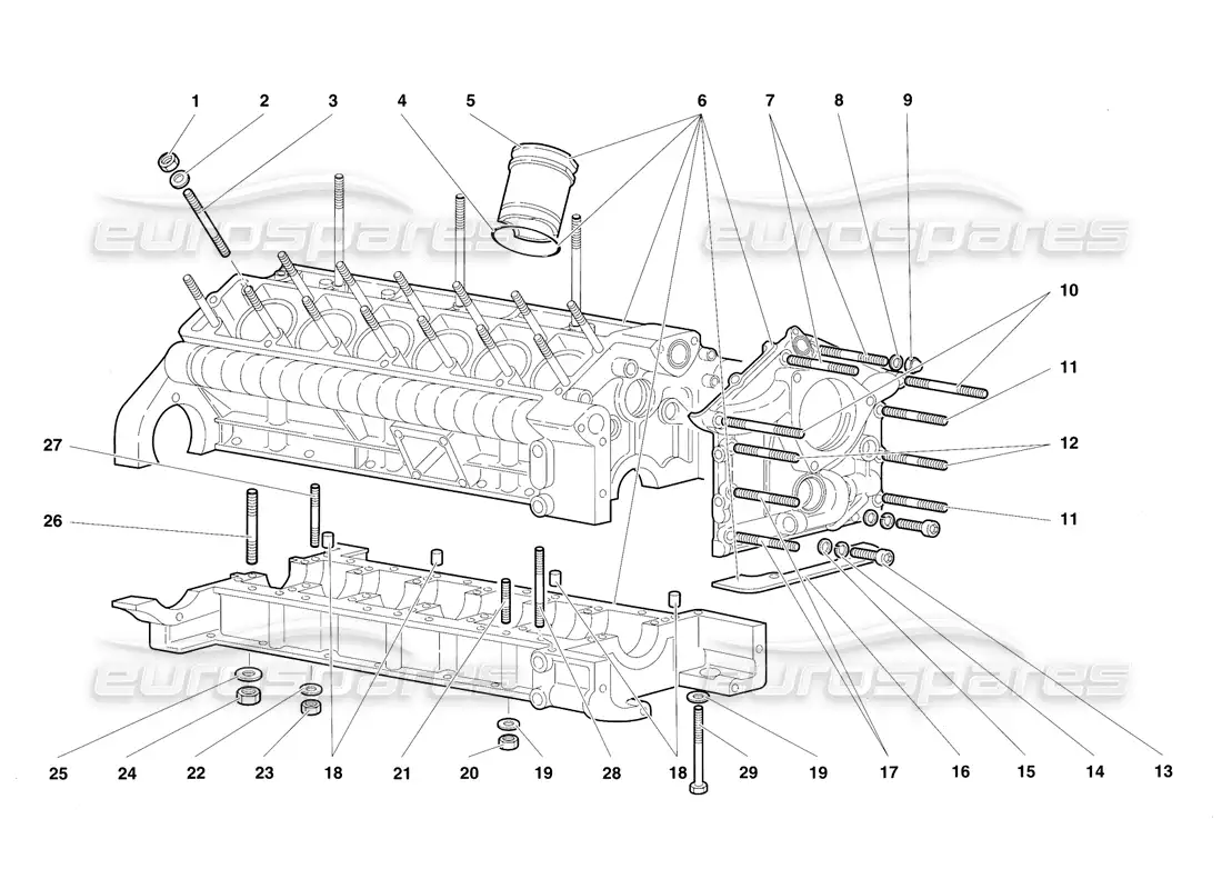 lamborghini diablo sv (1997) cárter y montaje inferior diagrama de piezas