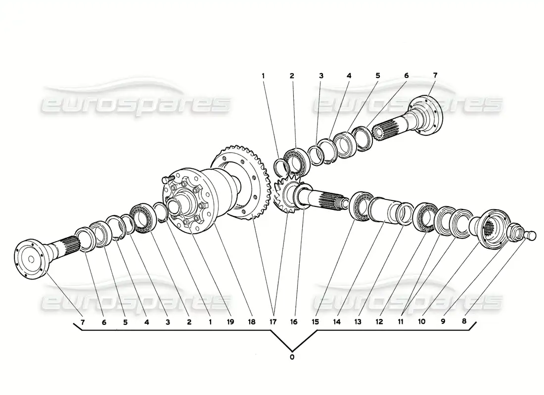 lamborghini diablo 6.0 (2001) diferencial delantero diagrama de piezas