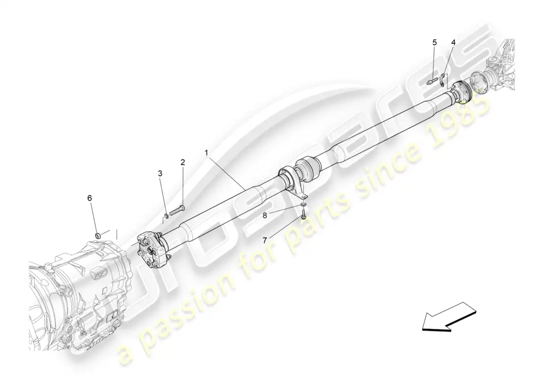 maserati qtp 3.0 tds v6 275hp (2015) diagrama de piezas del eje de transmisión