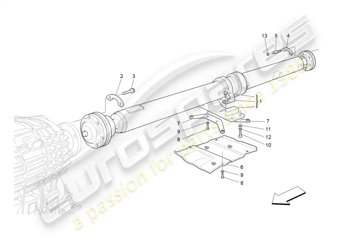maserati granturismo (2014) eje de transmisión diagrama de piezas