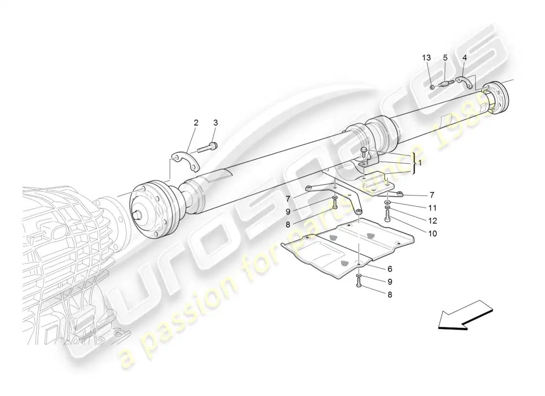 maserati granturismo (2008) eje de transmisión diagrama de piezas