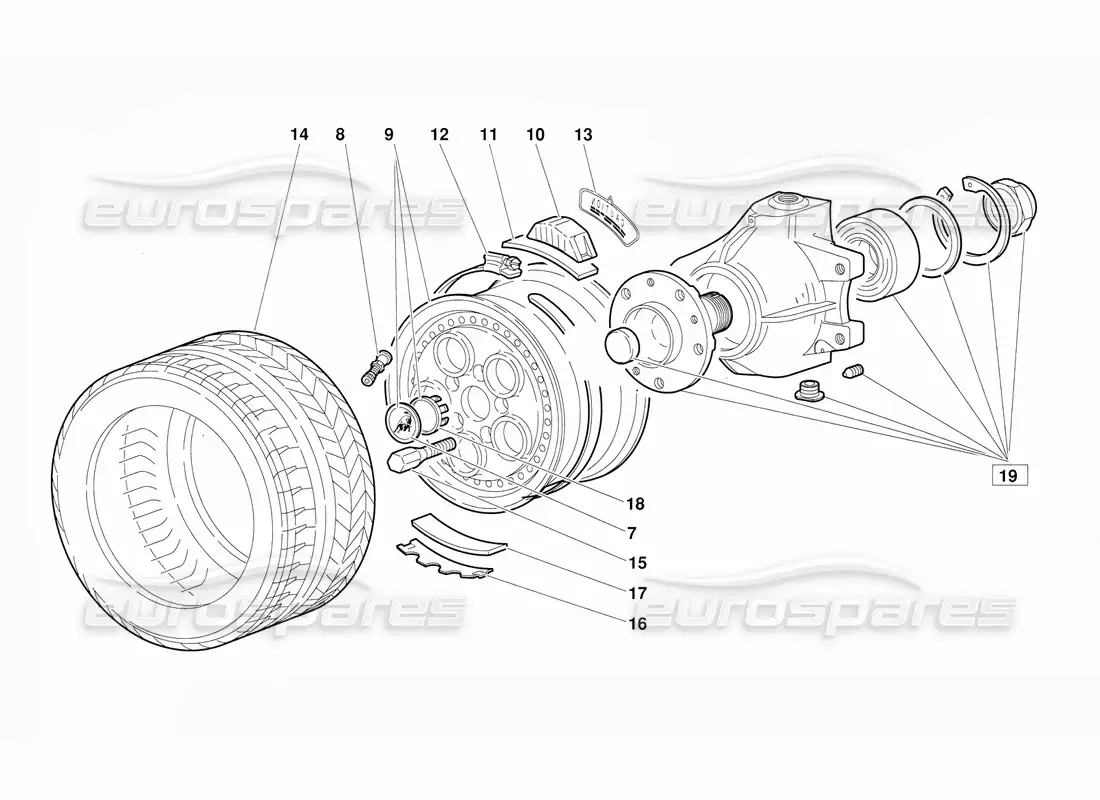 lamborghini diablo (1991) portaruedas delanteras y buje (válido para la versión 1992 de junio) diagrama de piezas