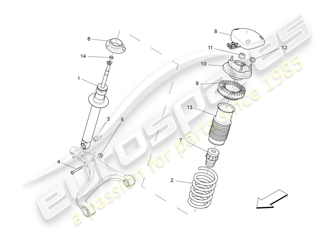 maserati ghibli (2015) dispositivos amortiguadores delanteros diagrama de piezas