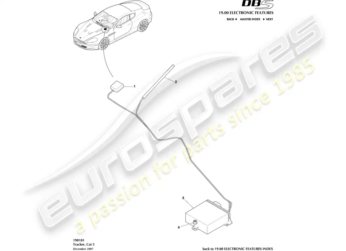 aston martin dbs (2008) rastreador diagrama de piezas