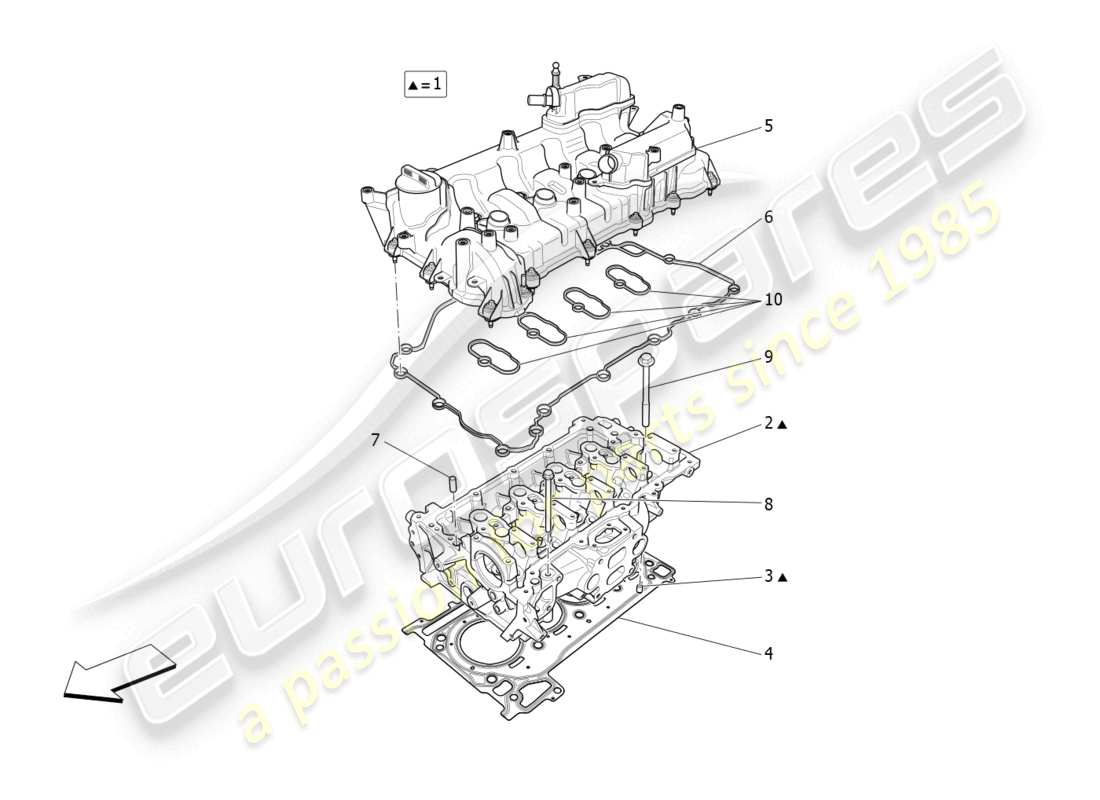 maserati levante gt (2022) cabeza de cilindro diagrama de piezas