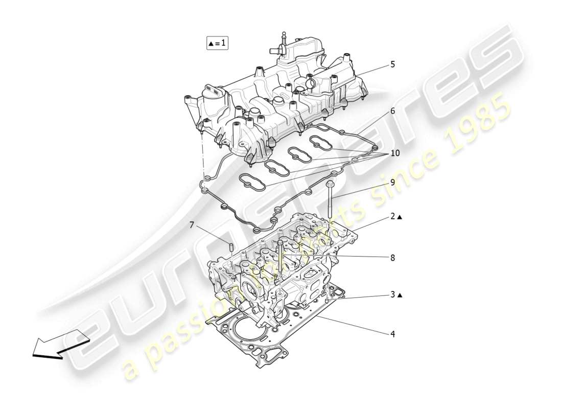 maserati levante gt (2022) diagrama de piezas de la culata del cilindro