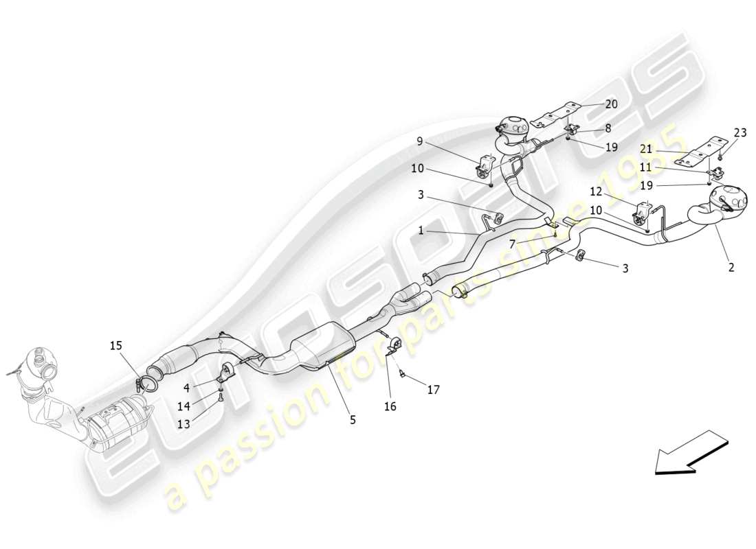 maserati levante (2018) diagrama de piezas de silenciadores