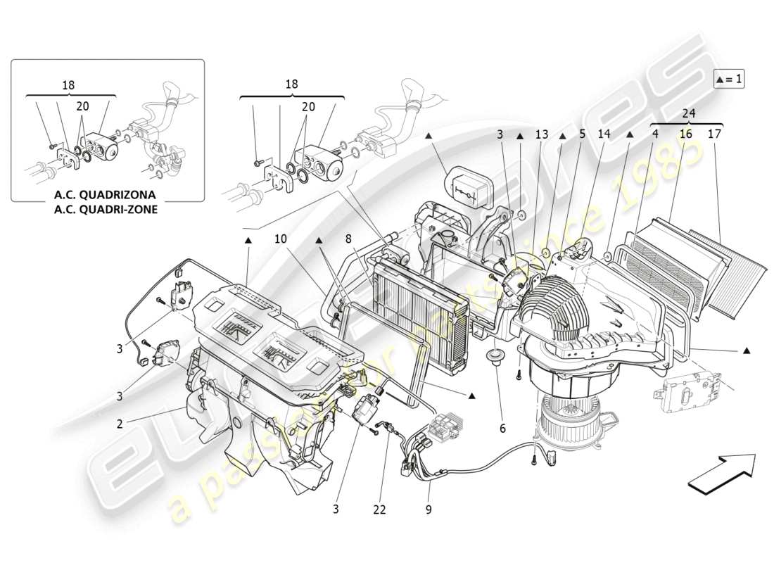 maserati levante (2018) unidad de a/c: dispositivos del tablero diagrama de piezas