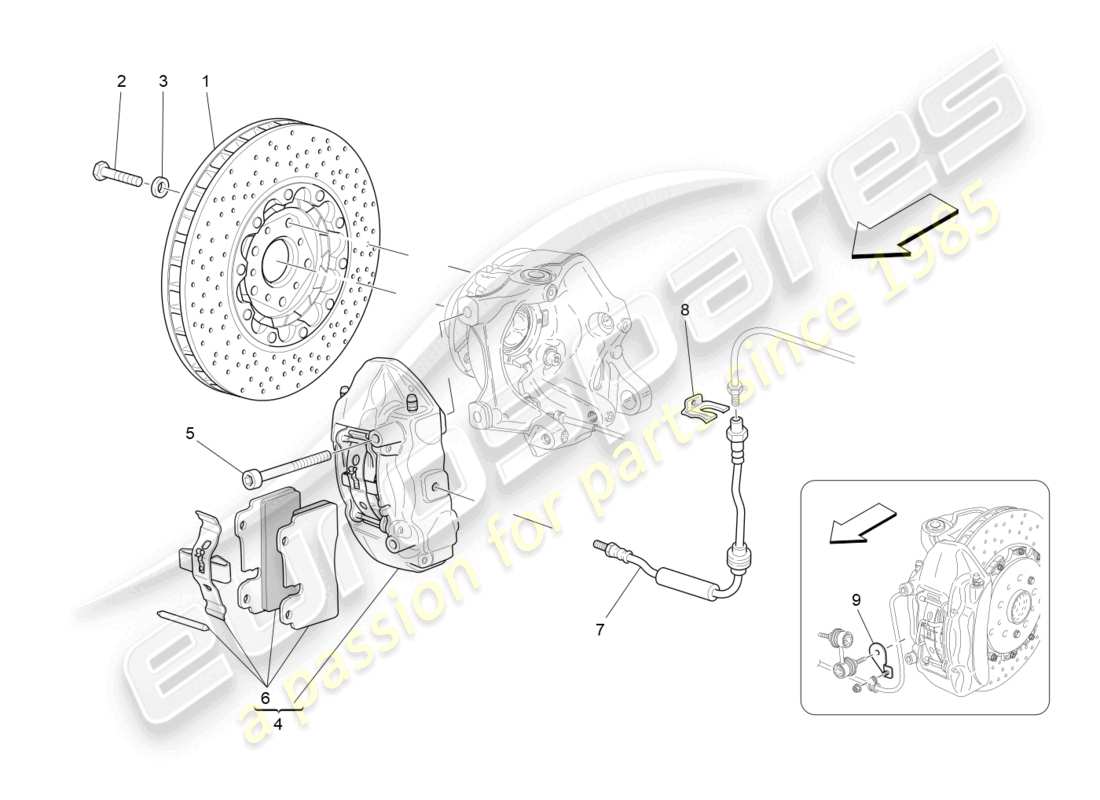 maserati granturismo mc stradale (2011) diagrama de piezas de los dispositivos de frenado en las ruedas traseras