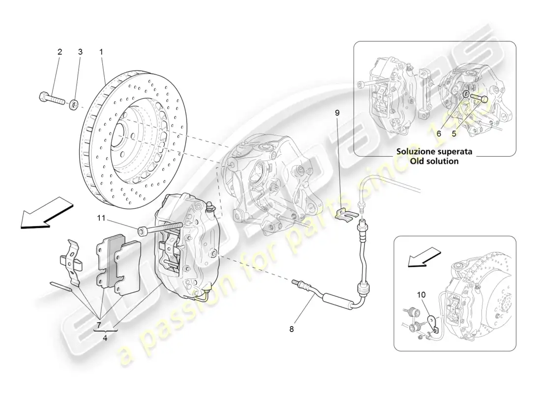 maserati granturismo (2008) braking devices on rear wheels diagrama de piezas