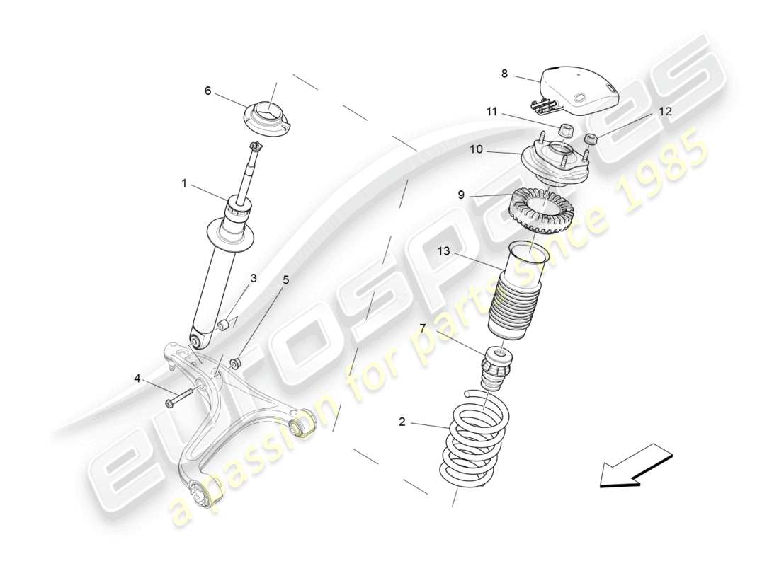 maserati quattroporte (2018) diagrama de piezas de los dispositivos amortiguadores delanteros