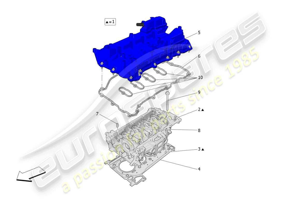 maserati grecale gt (2023) diagrama de piezas de la culata del cilindro
