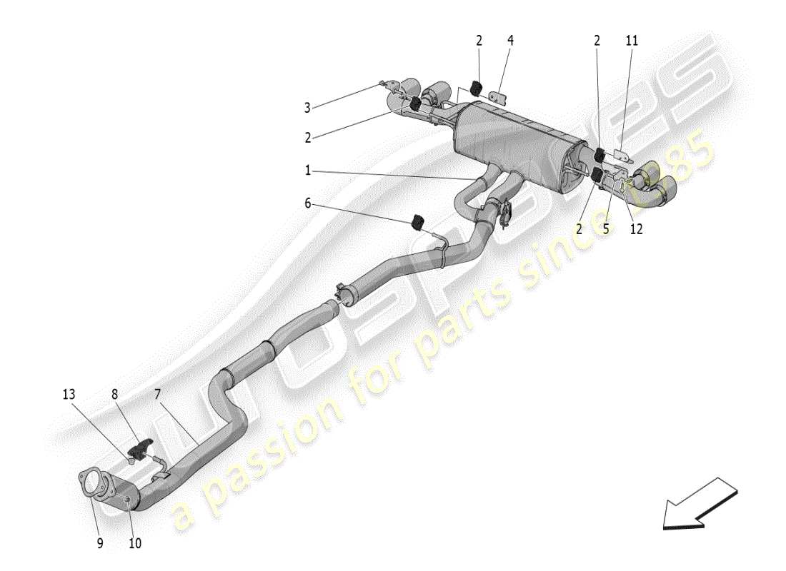 maserati grecale modena (2023) silenciadores diagrama de piezas