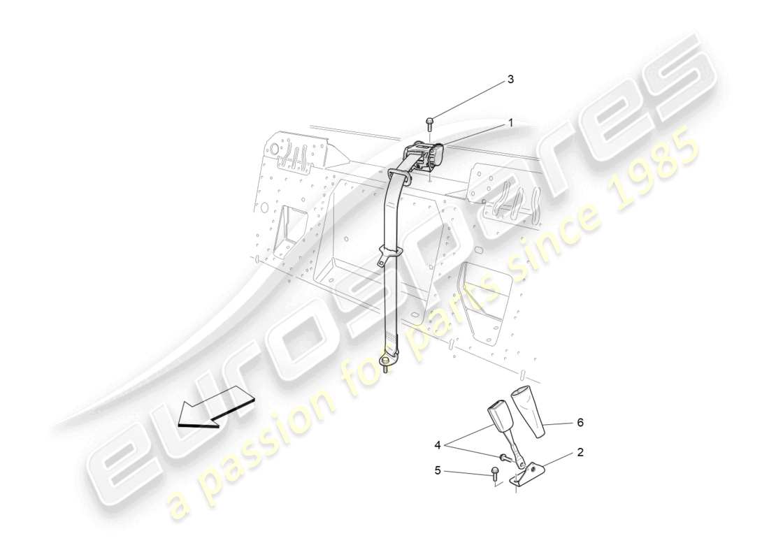 maserati grancabrio mc (2013) diagrama de piezas de los cinturones de seguridad traseros