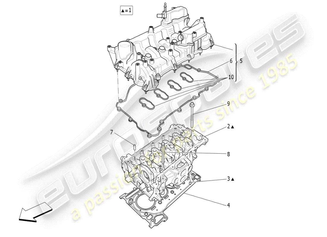 maserati ghibli (2021) diagrama de piezas de la culata del cilindro