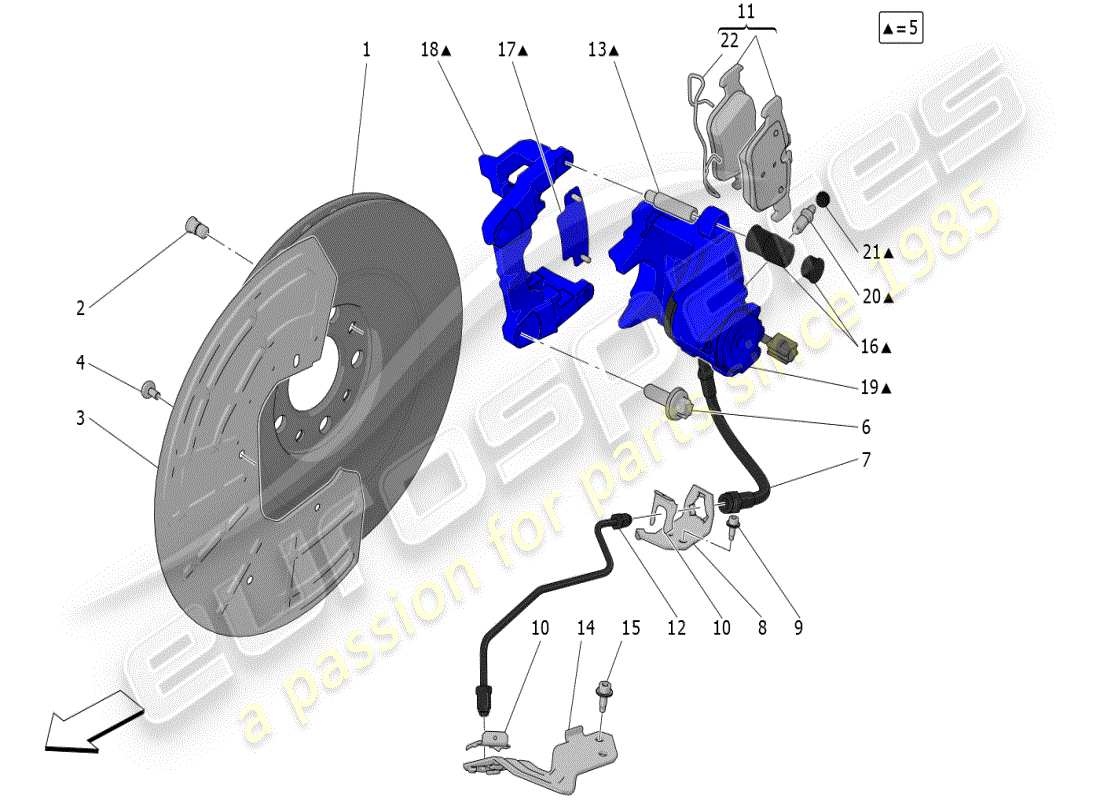 maserati grecale modena (2023) braking devices on rear wheels diagrama de piezas