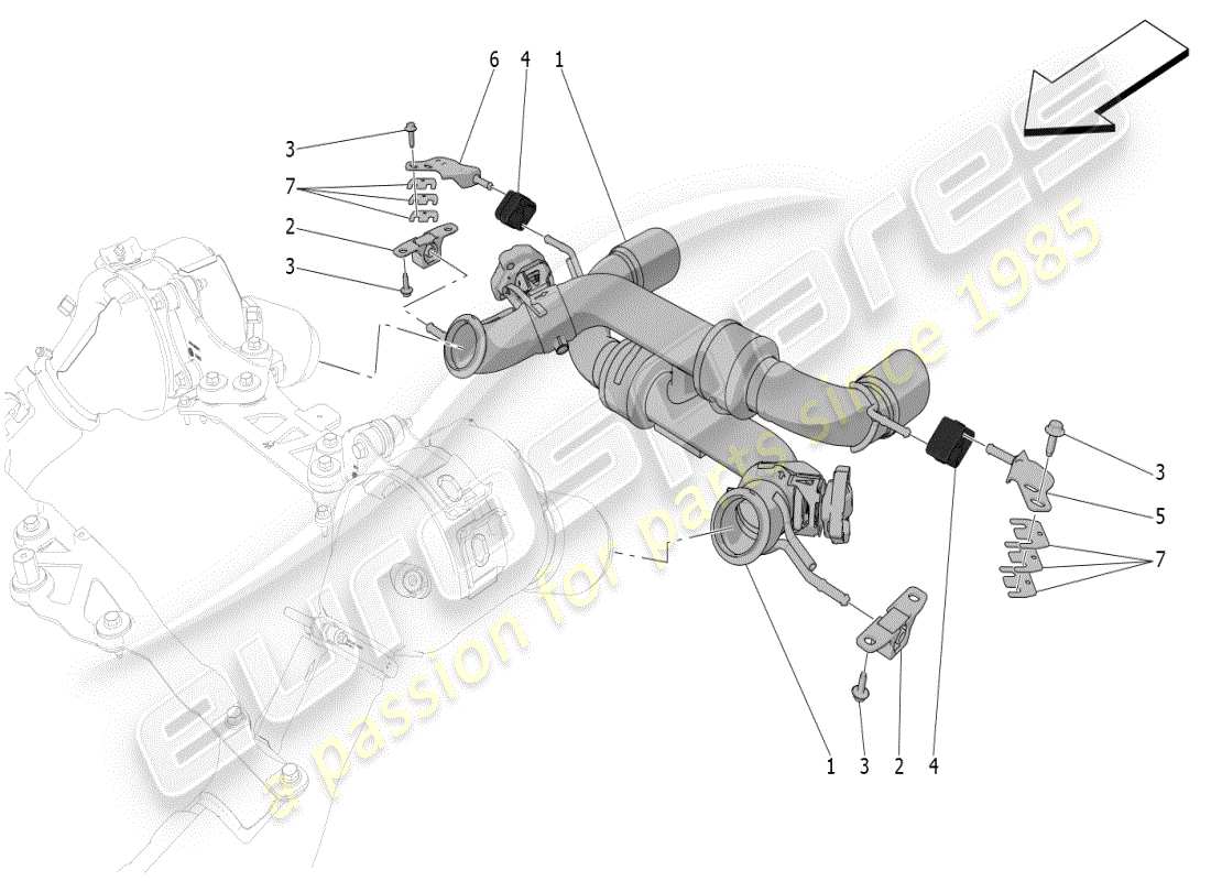 maserati mc20 (2024) diagrama de piezas de silenciadores