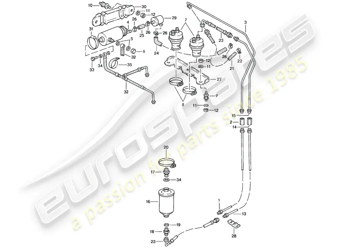 porsche 1979 (924) sistema de combustible - f 92-46104 800>> - f >> 92-48199 999 diagrama de piezas