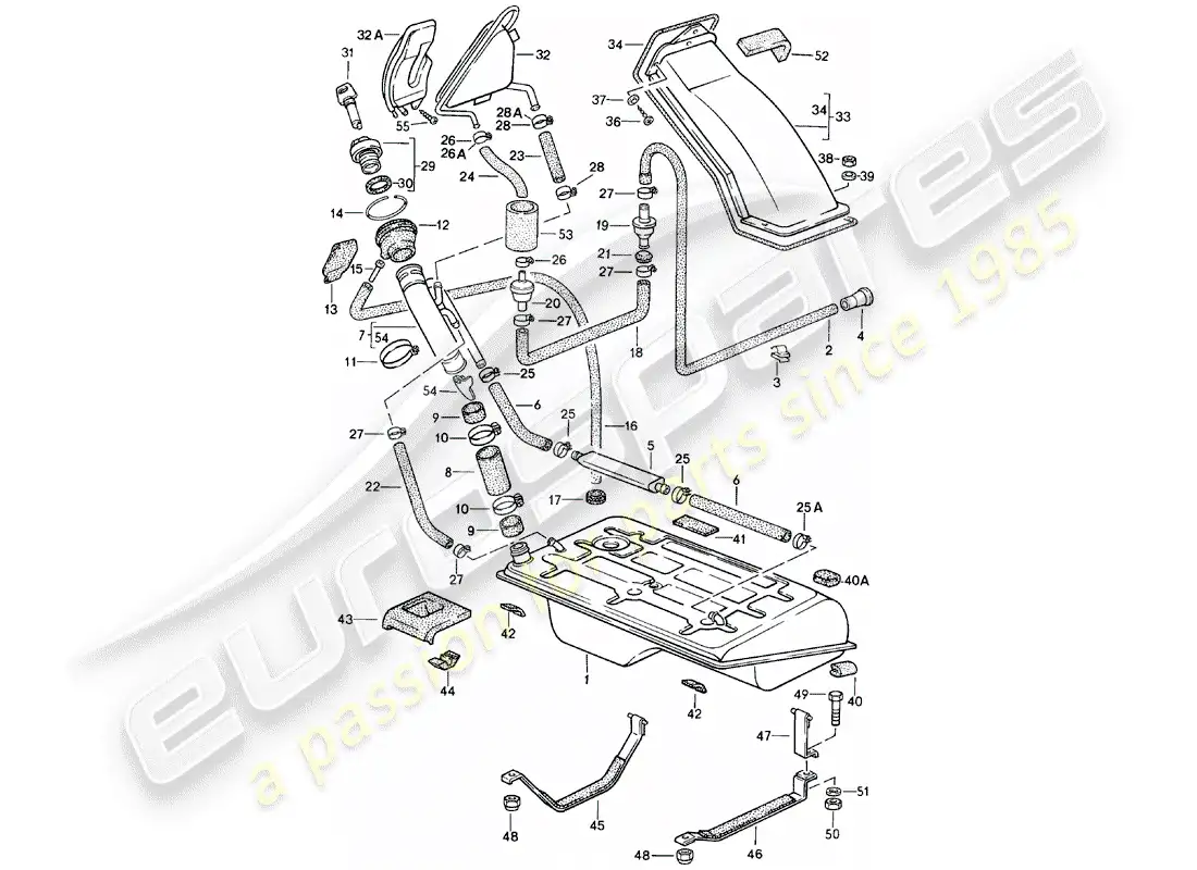 porsche 1981 (924) tanque de combustible - f 92-cn402 198>> - f 93-cn100 306>> diagrama de piezas