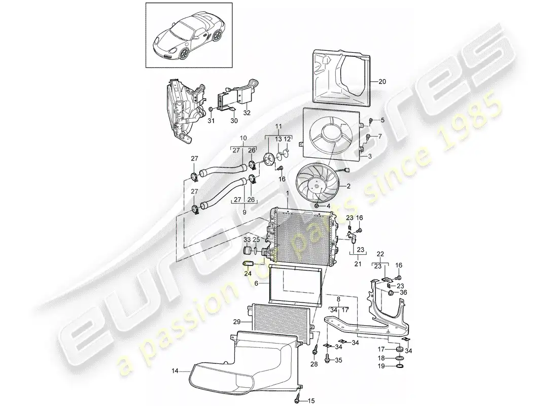 porsche 2011 (987 boxster) water cooling 3 diagrama de piezas